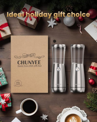 Electric Salt and Pepper Grinder Set - Automatic Stainless Steel Rechargeable Salt and Pepper Grinder Set with Storage Base, Large Capacity, LED Light & Adjustable Coarseness, Ideal Kitchen Gadget - Image 9