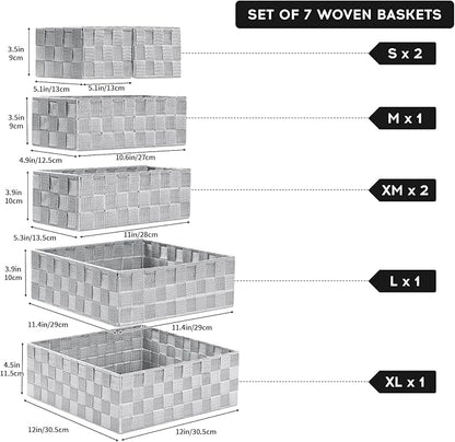Posprica Small Baskets for Organizing(7 Set) Woven Storage for Shelves, Bathroom, Decorative Closet Organizer, Dresser Bins, Shelf - Image 7