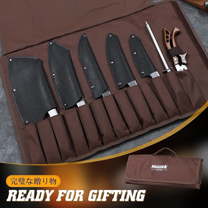 Huusk Butcher Knife Set - Hand Forged Meat Cleaver & Boning Viking Knives & Chef Utility Knives, Japanese Chef Knife Set with Bag for Camping, BBQ, Christmas Gifts for Men Women - Image 2