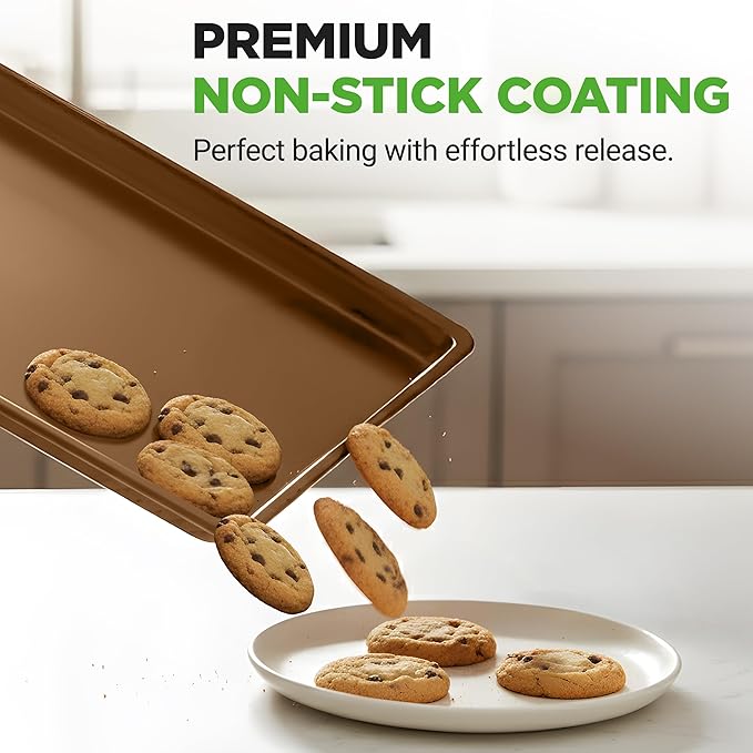 NutriChef Nonstick Extra Large Baking Sheets – 22 x 16 Inch Mega Cookie Sheet Pans for Baking & Roasting – Warp-Resistant Thick Gauge Cookie Tray Set , Oven & Dishwasher Safe – 2 Pack - Image 2