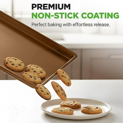 NutriChef Nonstick Extra Large Baking Sheets – 22 x 16 Inch Mega Cookie Sheet Pans for Baking & Roasting – Warp-Resistant Thick Gauge Cookie Tray Set , Oven & Dishwasher Safe – 2 Pack - Image 2