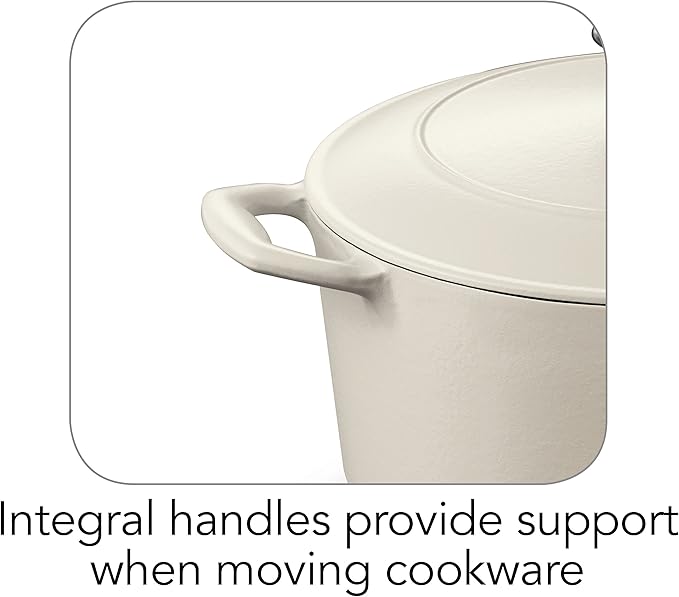 Tramontina Bestow Enameled Cast Iron Dutch Oven Pot with Lid, Round 5.5-quart, Matte White - Image 6