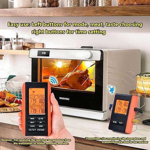 Wireless Meat Thermometer for Grilling and Smoking, Food Thermometer for BBQ Smoker Oven Cooking Steak, Grill Thermometer for Outside Grill with 4 Meat Probes, Kitchen Timer - Image 6