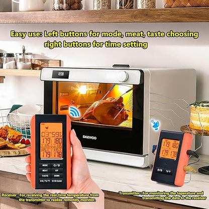 Wireless Meat Thermometer for Grilling and Smoking, Food Thermometer for BBQ Smoker Oven Cooking Steak, Grill Thermometer for Outside Grill with 4 Meat Probes, Kitchen Timer - Image 6