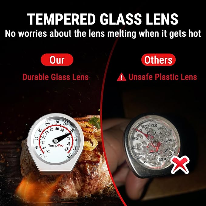 TempPro Dial Instant Read Meat Thermometer for Cooking, Grill Food Thermometer with Glass Lens, Portable Kitchen Thermometer for Liquid, Steak, Turkey Temp Checking (Previously ThermoPro) - Image 3