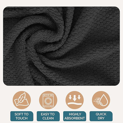 Casa Platino 8PC Cotton Kitchen Towels, 16"x26", Summer Grey Kitchen Towels