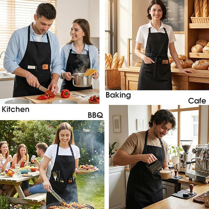 BOHARERS 2 Pack Cooking Kitchen Aprons with 2 pockets Unisex Adjustable Chef Apron for Women Men - Image 4