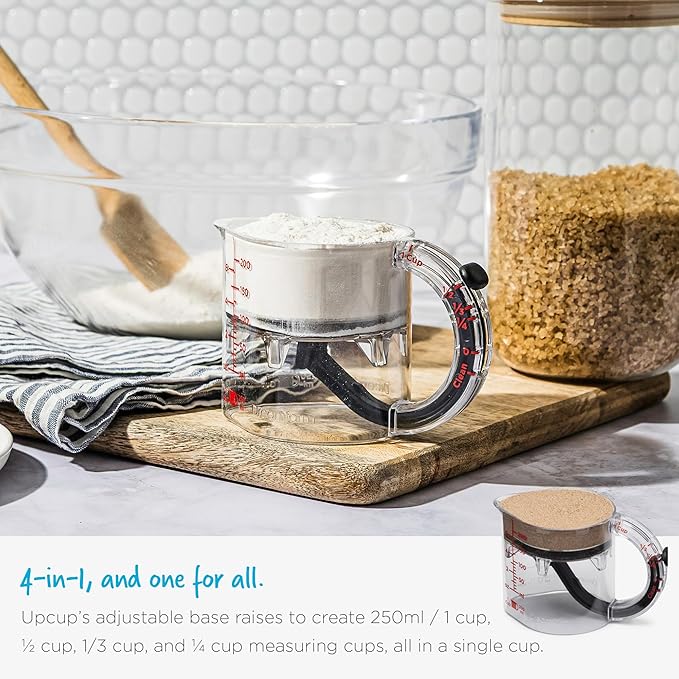 Dreamfarm Upcup All-in-1 Adjustable Measuring Cup, Metric & Imperial Measurements up to 1 Cup - Black/Clear - Image 5