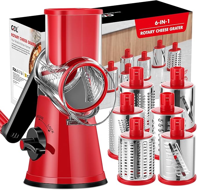 GDL Rotary Cheese Grater (6 blades red) by GDL