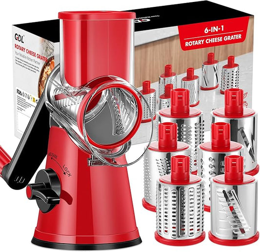 GDL Rotary Cheese Grater (6 blades red) by GDL