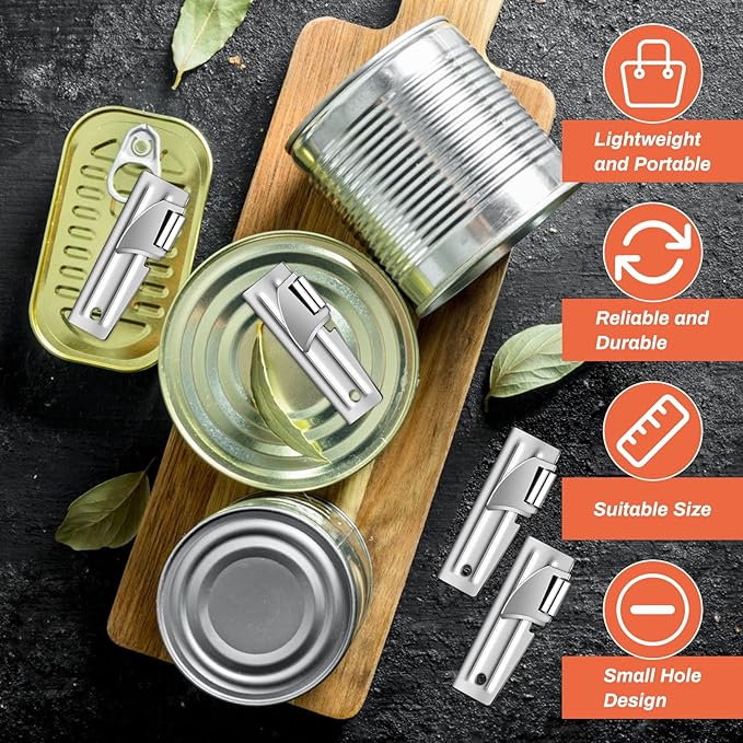 12 Pieces Military Style Can Openers with Key Rings, Anglecai Military Camping Can Openers Stainless Steel Army Survival Cans Opener Portable Cans Opener for Traveling (Style 5 (P51))