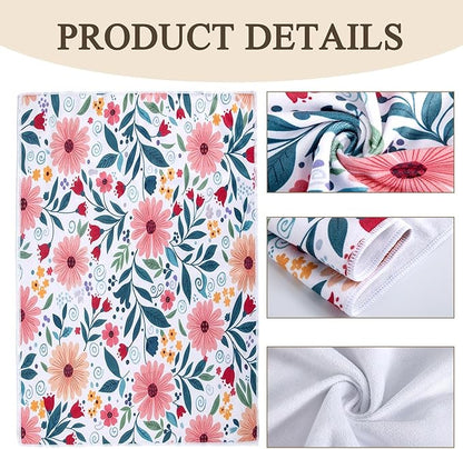 3 Piece Kitchen Towels and Oven Mitts Sets, Absorbent Microfiber Dish Towel with Heat Resistant Pot Holders and Oven Gloves, Vintage Farmhouse Floral Decor, Rustic Cooking Baking Gifts for Women