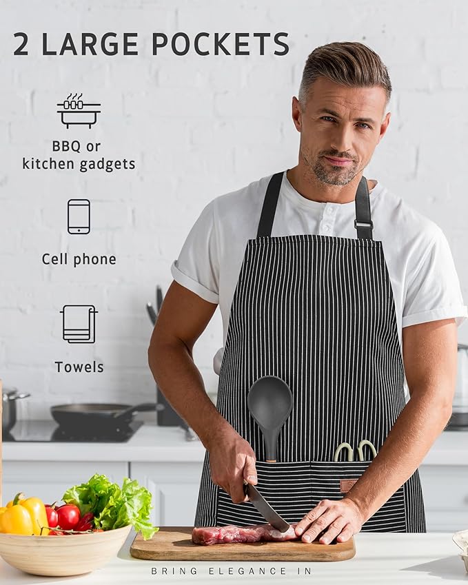 Syntus Chef Apron for Men Women Kitchen Cooking Apron with Pockets, Adjustable Bib Aprons Stain Resistant - Image 7