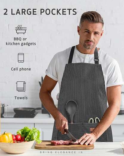 Syntus Chef Apron for Men Women Kitchen Cooking Apron with Pockets, Adjustable Bib Aprons Stain Resistant - Image 7