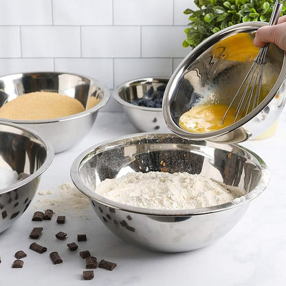 WHYSKO Meal Prep Stainless Steel Mixing Bowl (5-Piece Set) Home, Refrigerator, and Kitchen Food Storage Organizers | Ecofriendly, Heavy Duty, No Lids - Image 5