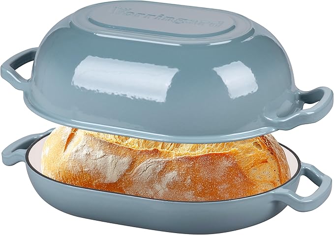 VORRINGARD Enameled Cast Iron Sourdough Bread Oven, Dutch Oven, Loaf Cast Iron Bread Pan for Homemade Bread Baking, Meatloaf Pan with Lid, 7QT, Sea Salt by Unknown