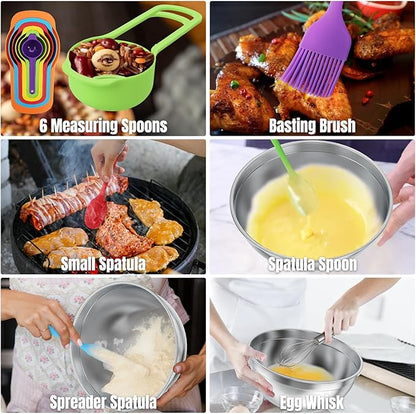 ENVTEK Mixing Bowls with Lids Set, 7 PCS Stainless Steel Mixing Bowls with 3 Grater Attachments, Size 4.5, 4, 3.5, 2.1, 1.5, 1.1, 0.7QT, Ideal for Kitchen Cooking Baking & Serving - Image 6