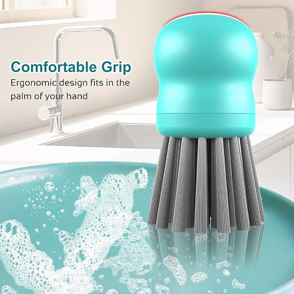 Mini Dish Brush for Cleaning Chicken Shredder, Palm Brush Dish Scrubber with Ergonomic Grip, Kitchen Brush for Washing Dishes, Pans, Pots, Sink (4, Mint Green)