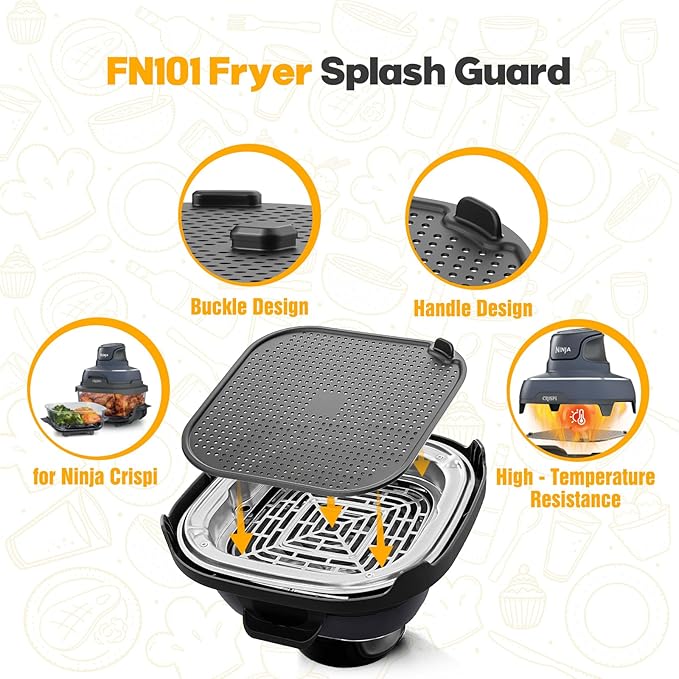 2 PCS Silicon Splatter Shield for Ninja Crispi Air Frye,Air Fryer Accessories for Ninja Crisp for Ninja Crisp Containers Air Fryer Accessories for Ninja Air Fryer Replacement Parts Grey