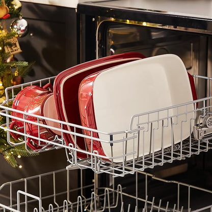Lareina Large Ceramic Casserole Dish with Lid, 4.0 Quart Covered Rectangular Stoneware Baking Dishes for Oven, Deep 9x13 Inch Lasagna Pans for Baking and Serving, Perfect for Christmas gifts, Red - Image 6