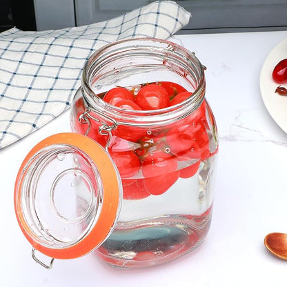 50oz Glass Jars with Clamp Lids,Set of 4,1500ml Square Wide Mouth Mason Jars with Airtight Lids,Large Glass Storage Container with Clip Lid for Kitchen,Flour,Pasta,Beans - Image 6