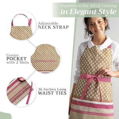 Maison d' Hermine 100% Cotton Apron for women with Pocket Kitchen Chef Apron for Men Cooking Mothers Day Gifts