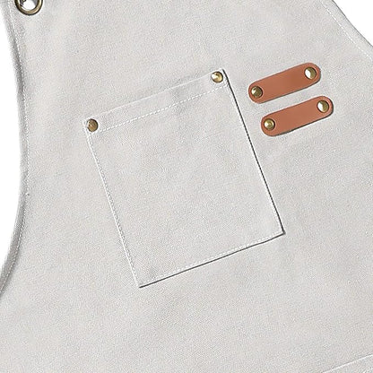 AFUN Chef Aprons for Men Women with Oversized Pockets, 16-Ounce Cotton Canvas Cross Back Heavy Duty Work Apron (Beige) - Image 4
