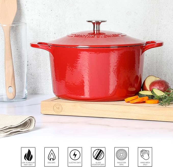 Martha Stewart Gatwick 4 Quart Enamel Cast Iron Dutch Oven - Red - Image 6