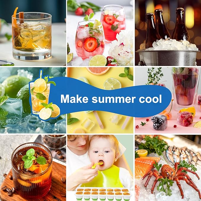 5 Pack 70 Cube Silicone Ice Cube Trays for Freezer with Lids, Easy-Release Stackable Ice Molds & Ice Trays, BPA-Free Freezer Ice Tray Set for Drinks,Coffee,Cocktails, Food,Ice Trays for Freezer. - Image 6