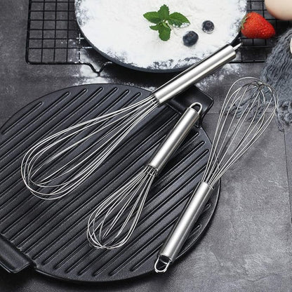 Berglander Whisk Set Pack of 3, Stainless Steel Whisks for Cooking 8",10",12", Wire Ballon Wisk (Silver) - Image 8