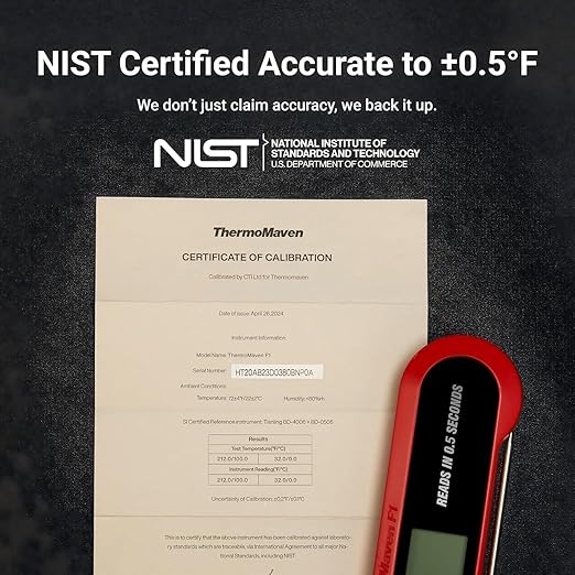 Professional 3X Faster 0.5sec Instant Read Meat Thermometer Digital, High Accuracy ±0.5°F, IP67 Waterproof, Auto Wake/Sleep & Rotate Display, NSF & NIST Certified, Backlight Fry Oil Candy Thermometer - Image 3