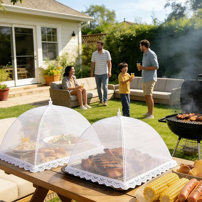 Mesh Food Covers for Outside - 1 Extra Large (40 x 24 in) & 6 Large (17 x 17 in) Food Tents, Collapsible and Reusable Food Covers for Outdoors Picnic, BBQ, Camping, Party Supplies