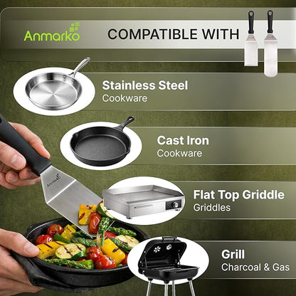 Metal Spatula Stainless Steel and Scraper - Professional Chef Griddle Spatulas Set of 3 - Heavy Duty Accessories Great for Cast Iron BBQ Flat Top Grill Skillet Pan - Commercial Grade - Image 4