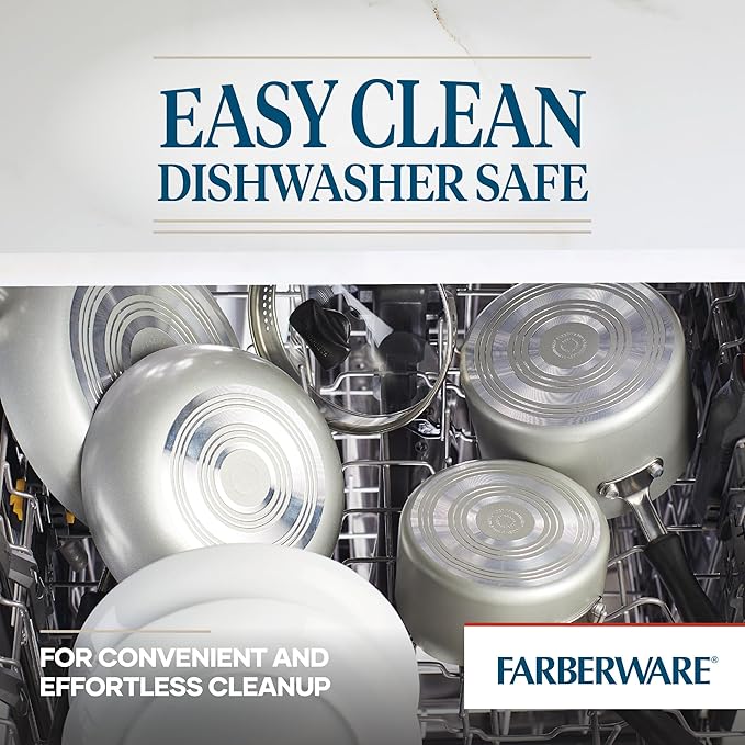 Farberware Cookstart DiamondMax Nonstick Cookware/Pots and Pans Set, Dishwasher Safe, Includes Baking Pan and Cooking Tools, 15 Piece - Silver - Image 7