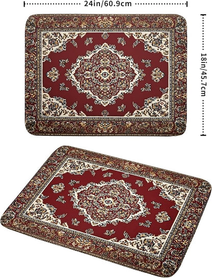Giwawa Vintage Boho Dish Drying Mat Antique Tribal Rustic Red Floral Dish Drainer Mats 18"x24" Ethnic Carpet Microfiber Reversible Dish Drying Rack Pad Protector for Kitchen Countertop Decor