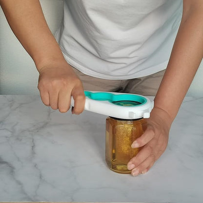 Otstar Jar Opener Bottle Opener and Can Opener for Weak hands, Seniors with Arthritis and Anyone with Low Strength, Mutil Jar Opener Get Lids Off Easily (White and Cyan) - Image 2