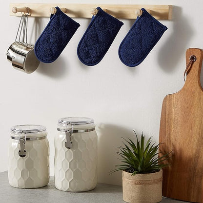 DII Basic Terry Collection Quilted 100% Cotton, Pan Handle, Nautical Blue, 3 Piece - Image 8
