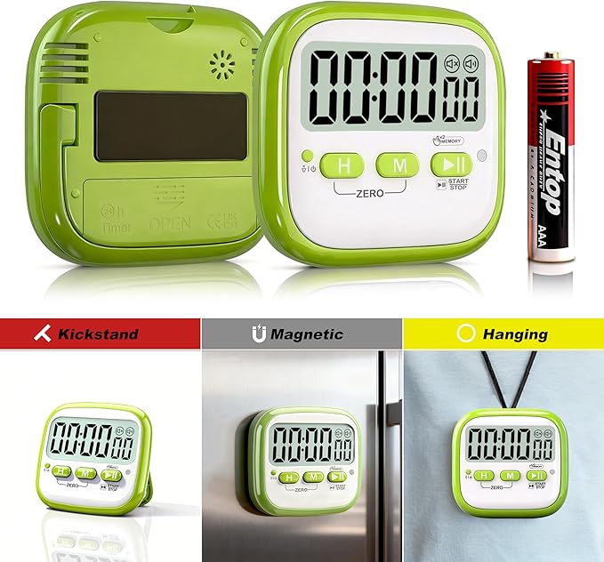 Antonki 2 Pack Classroom Timers for Kids Teachers, Magnetic Countdown Digital Kitchen Timer for Cooking, Study, Exercise, Games, Time Mangement - Loud/Silent Mode - Battery Included - Image 3