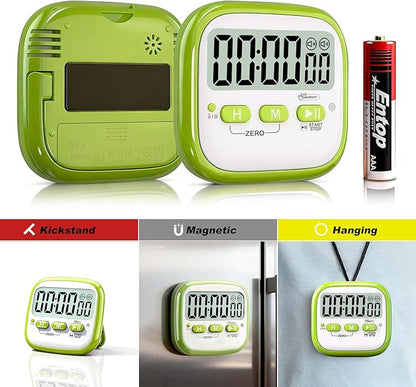 Antonki 2 Pack Classroom Timers for Kids Teachers, Magnetic Countdown Digital Kitchen Timer for Cooking, Study, Exercise, Games, Time Mangement - Loud/Silent Mode - Battery Included - Image 3