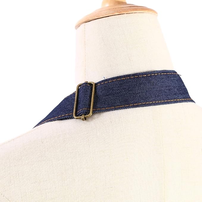 Tosewever Canvas Cross Back Chef Cotton Aprons for Men Women with Large Pockets - Image 5
