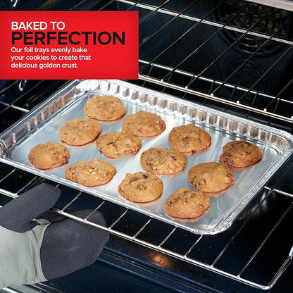 Stock Your Home Disposable Cookie Sheets for Baking (30-Pack) Aluminum Trays, Foil Pans, Shallow Sheet Pan for Cooking Thin Crust Pizza, Brownie Tins, Oven Liners - Image 5