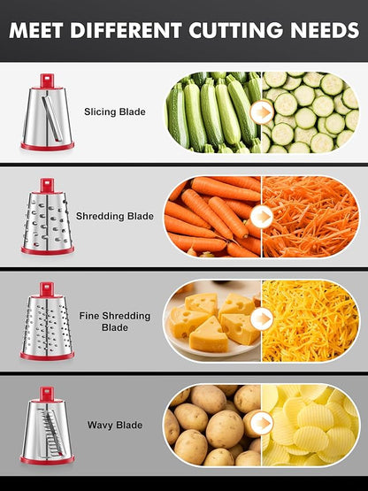 GDL Rotary Cheese Grater Hand Crank - Upgraded Cheese Shredder with 4 Interchangeable Blades, Rotary Grater with Non-slip Suction Base, Easy to Clean Kitchen Grater Slicer Grinder for Vegetable Nuts - Image 6