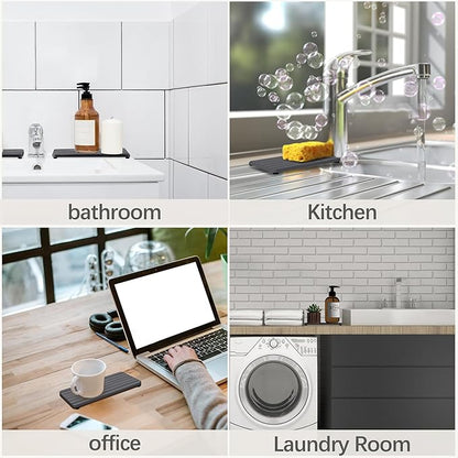 NiuYichee 2 PCS Water Absorbent diatomite Coasters, 7.1" x 3.5" Water Absorbing Stone Tray for Sink, Stone Drying mat for Kitchen Counter, Stone soap Tray Used for Hand Soaps & toiletries & Plants - Image 6