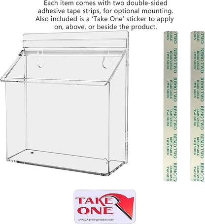 Marketing Holders Outdoor Brochure Holder Holds 7.5” x 5.5” Postcards Wall Mount Clear Acrylic Advertisement Box with Lid Store Front Display Take One Organizer Bin