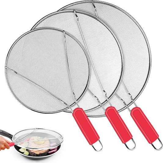 Stainless Steel Splatter Screen for Frying Pan - 9.8" 11.4" 13" Ultra Fine Mesh Grease Splatter Guard, Hot Oil Splatter Guard Shield Grease for Cooking, Kitchen Splash Guard to Prevent Oil Splatter by KOMOKERU