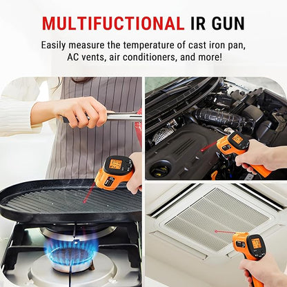 TempPro TP30 Infrared Thermometer Gun, Laser Thermometer for Cooking, Pizza Oven, Griddle, Engine, HVAC, Temperature Gun with Adjustable Emissivity & Max Measure -58°F ~1022°F (Previously ThermoPro) - Image 2
