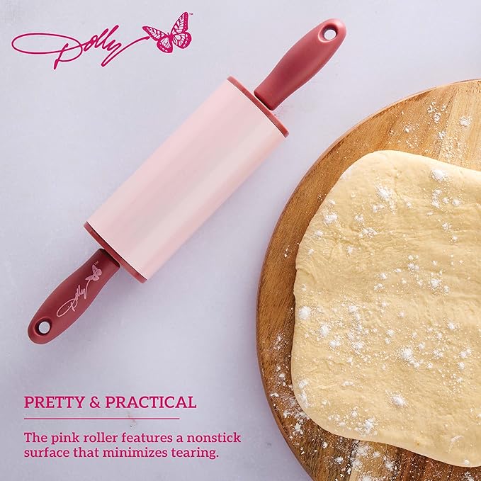 Dolly Parton Mini Spatula and Rolling Pin Set, 2 Piece, Blush