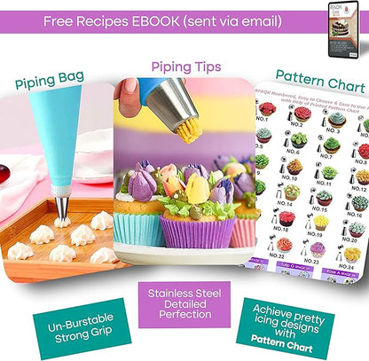RFAQK 230PCs Cake Decorating Supplies Kit, Cake Decorating Set with Cake Turntable, Piping Bags and Tips, Modeling Tools, Cookie Plunger Cutters, Icing Smoother & Other Accessories for Cake Decoration - Image 7