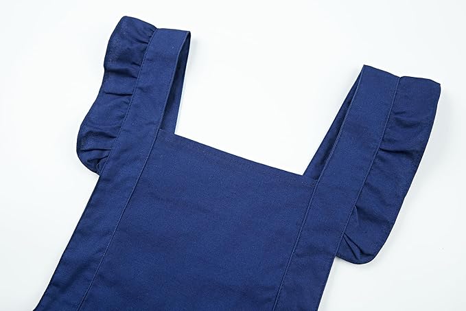 Hyzrz Retro Adjustable Ruffle Aprons with Pockets for Women Girls Vintage Cross Back Pinafore Dress Maid Costume Apron