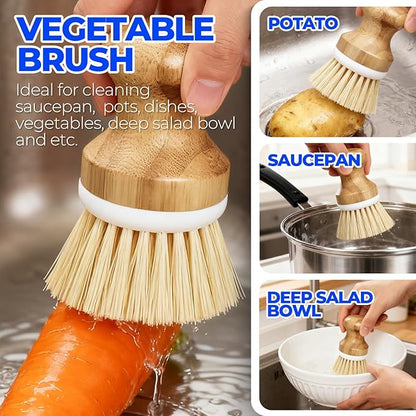 Holikme 6 Pack Dish Brush Scouring Pad Set with Bottle Brush, Dish Brush, Palm Scrub Brush and Straw Brush, Dish Scrubber Long Handle for Dish Bottle Cup Skillet Wok Pot Pan Cast Iron, Yellow - Image 2
